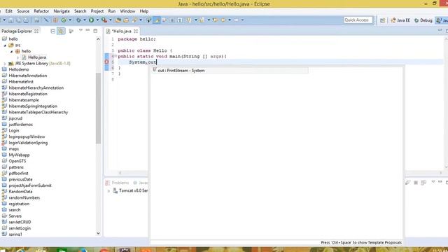 Hello program in java Eclipse IDE смотреть онлайн