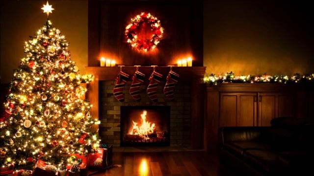 Christmas Fireplace Living Room (No Ads) / Christmas Ambience / 1 Hour