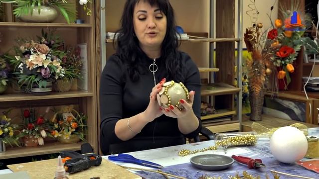 (МЦ-2020) Мастер–класс “Изготовление интерьерных композиций”: изготовление елочной игрушки (часть 1 смотреть онлайн