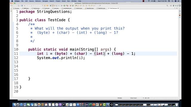 What will be the output when you print this: (byte) + (char) - (int) + (long) - 1? смотреть онлайн