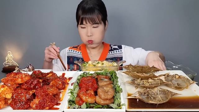맛있는먹방♡밥도둑들 모여라~☺️ 간장 게장, 양념 게장, 간장 새우장, 양념 새우장, 오늘 계탔네~💕먹방 Eating show of marinated crab and shrimp смотреть онлайн