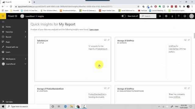 Quick insights Power BI Service смотреть онлайн