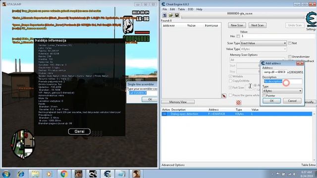 [SA:MP] Cheat Engine - find pointer and create samp dialog смотреть онлайн