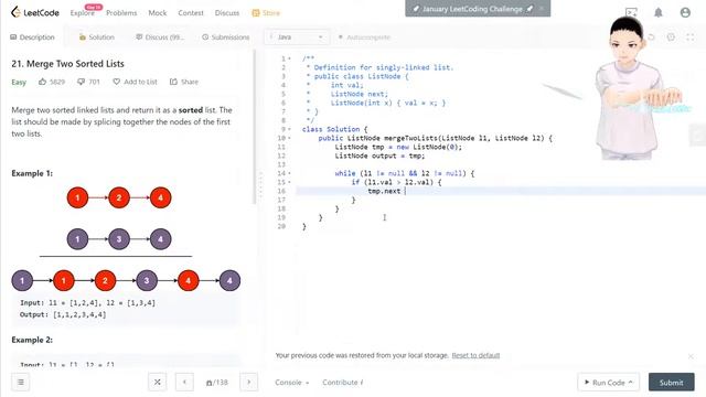 Leetcode 21 - Merge Two Sorted Lists (JAVA, Solution Explain!) смотреть онлайн