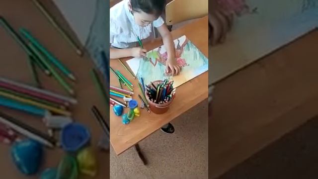 Изображение степи цветными карандашами смотреть онлайн