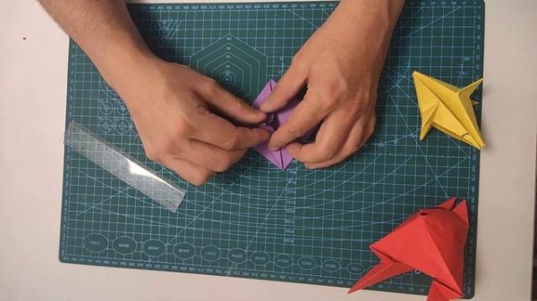 Origami, goat's head. Craft made of paper. Inflatable toy. Оригами. Надувная игрушка.