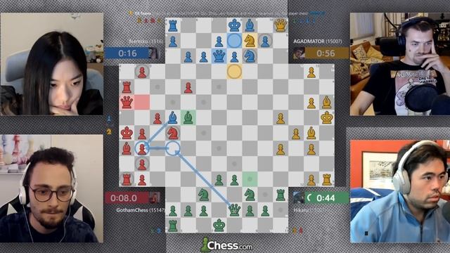 The Lone King Wins! || Agadmator Vs Hikaru Nakamura (Teams) || 4 Player Chess