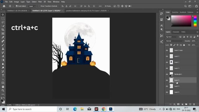 Halloween Party Poster Design In Photoshop | Halloween Party Flyer Tutorial | Photoshop Tutorial