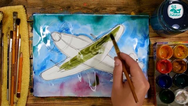 Как нарисовать Самолет. Урок рисования для детей от 4 лет, РыбаКит смотреть онлайн