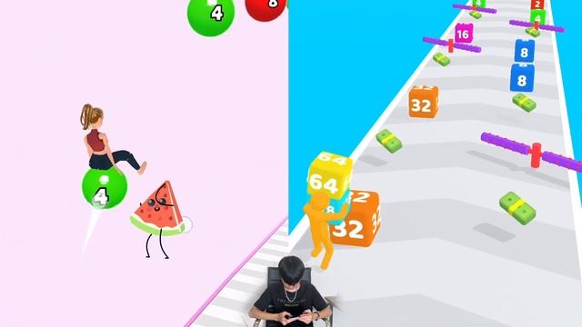 Yoga Bounce Run 2048 vs Cube Runner 2048 - 1⭐123 Gameplay Max Level смотреть онлайн