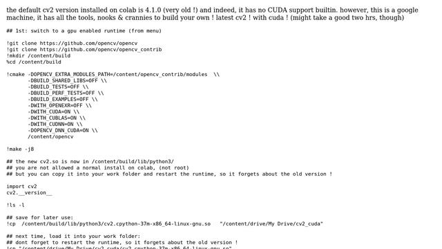 How to make openCV use GPU on google colab? смотреть онлайн