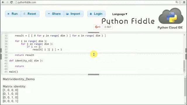 matrix identity in python ? смотреть онлайн