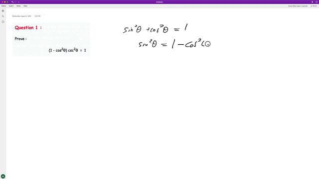 Prove (1 - cos^2(x))*csc^2(x) = 1 смотреть онлайн