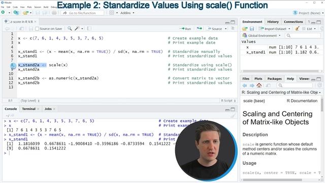Compute z-Score in R (2 Examples) | Normal Standard Scores & Standardized Values | Formula & scale( смотреть онлайн