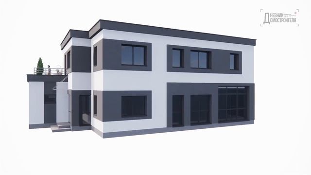 Дневник Домостроителя / Проект дома с плоской крышей, гаражом и верандой смотреть онлайн