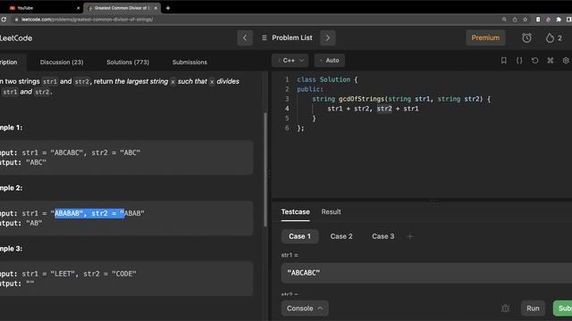 1071. Greatest Common Divisor of Strings | Euclid's Algorithm | Easy | C++ смотреть онлайн