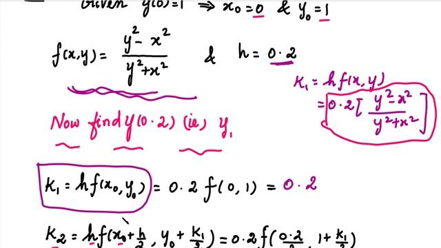Runge - Kutta method | solve dy/dx = (y^2− x^2)/(y^2+ x^2 ) with y(0) = 1 at x = 0.2 | Tamil смотреть онлайн
