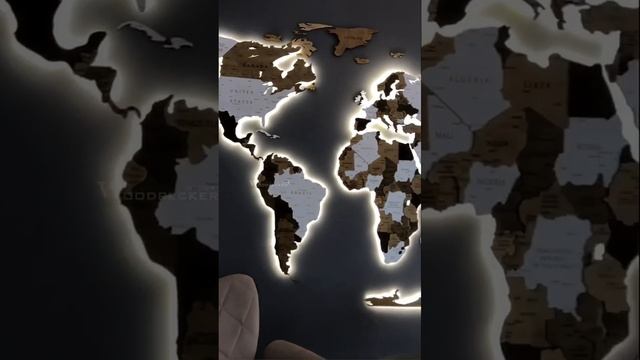 деревянная карта мира с подсветкой / светодиодная подсветка, карта из дерева на стену с подсветкой смотреть онлайн
