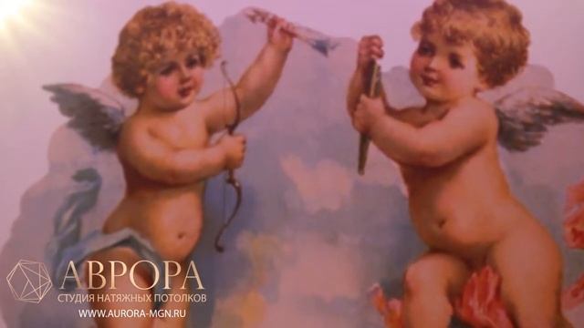Натяжной потолок с фотопечатью "Ангелы" в спальне смотреть онлайн