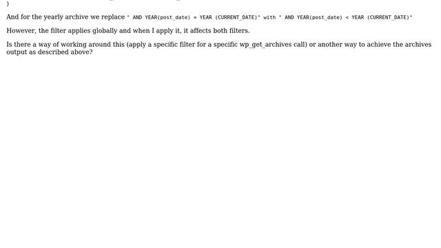 Wordpress: Multiple filters for wp_get_archive смотреть онлайн