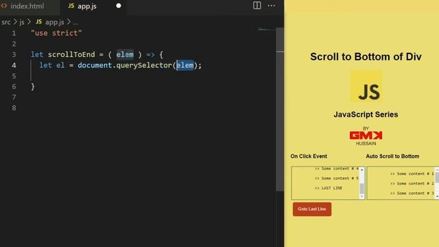 JS #S49 ? Scroll to Bottom of Div with VanillaJS JavaScript automatically OR on click event смотреть онлайн