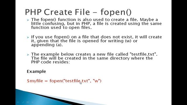 PHP Create File fopen смотреть онлайн