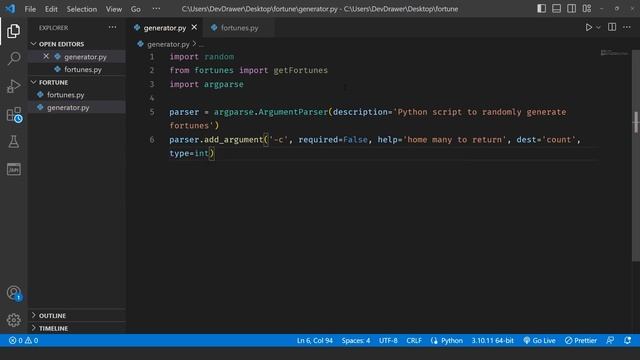 10-Minute Python Tutorial: Build a Random Fortune Generator #106 смотреть онлайн
