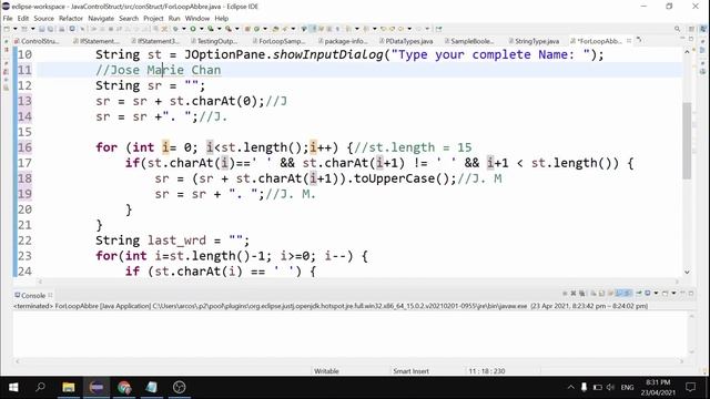 The for Loop String Sample | Java Programming Tutorial for Beginners using Eclipse 2021 смотреть онлайн