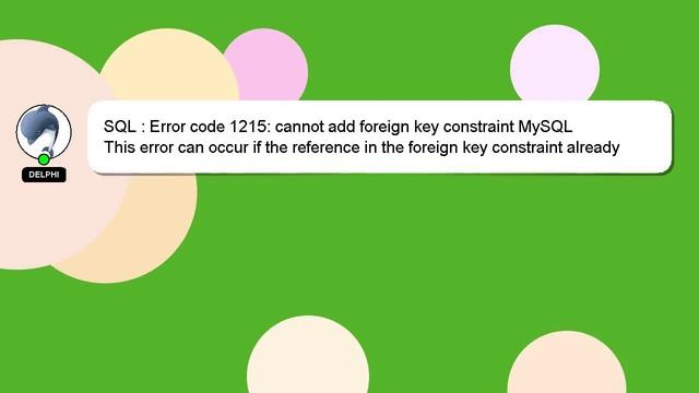 SQL : Error code 1215: cannot add foreign key constraint MySQL смотреть онлайн