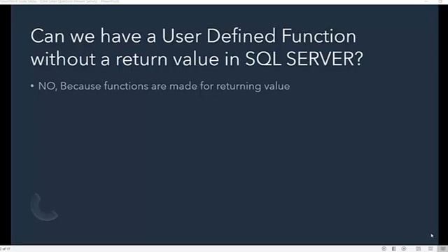 Can we have a User Defined Function without a return value? | SQL SERVER 2012 смотреть онлайн