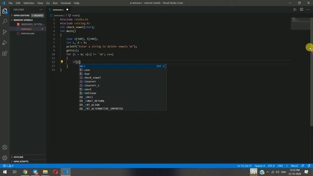 C programming code to remove vowels from a string || Pseudo code || Algorithm смотреть онлайн