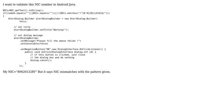 String pattern not matched in Java смотреть онлайн