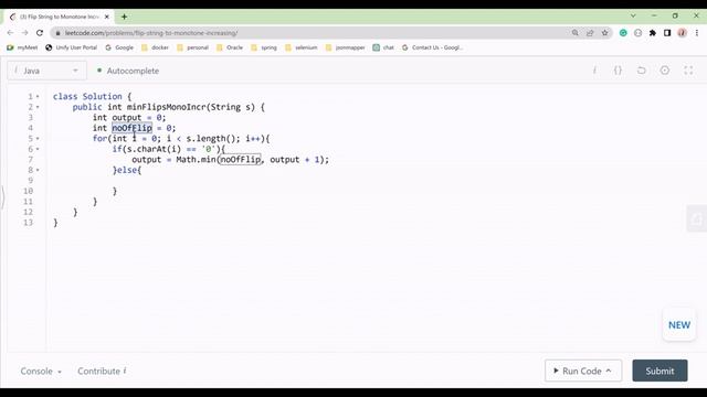 Leetcode 926. Flip String to Monotone Increasing Java Solution With DP Approach смотреть онлайн