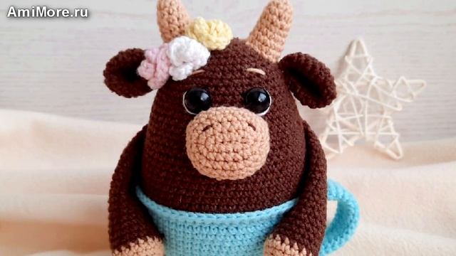 Амигуруми: схема Бычок в кружке. Игрушки вязаные крючком - Free crochet patterns. смотреть онлайн