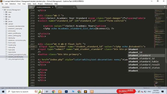EDIT STUDENT STANDARD DATA || SCHOOL MANAGEMENT SYSTEM IN PHP MYSQL || PART -21 смотреть онлайн