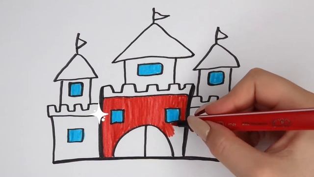 Раскраска для детей Замок. Как Нарисовать Замок. How to Draw a Castle смотреть онлайн