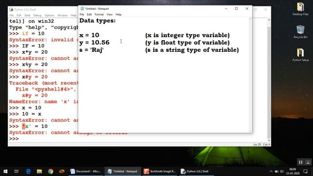 Variables, Data Types, Variable Naming Rules, Immutable Types, String concatenation Rules смотреть онлайн