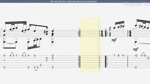Guitar TAB - J.S. Bach - BWV 1009 Cello Suite In A Major Allemande (1685-1750) | Tutorial Sheet #iM