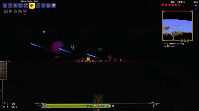 Terraria: Overhaul Eye of Cthulhu boss fight during a storm смотреть онлайн