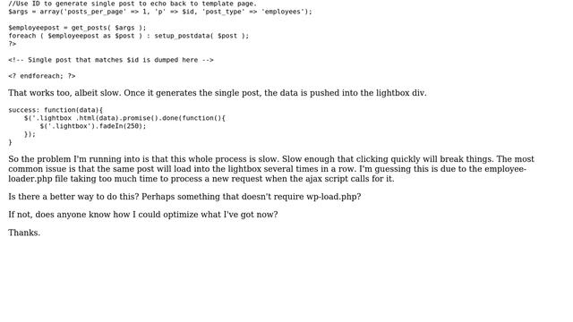 Wordpress: Looking for a better way to handle an ajax script that pulls in post data on click смотреть онлайн
