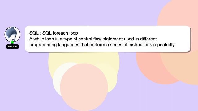 SQL : SQL foreach loop смотреть онлайн