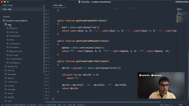 Guilherme Aquino - PHP e Laravel 5.4 | 0031 - Realizando mudanças nos acessores da classe User смотреть онлайн