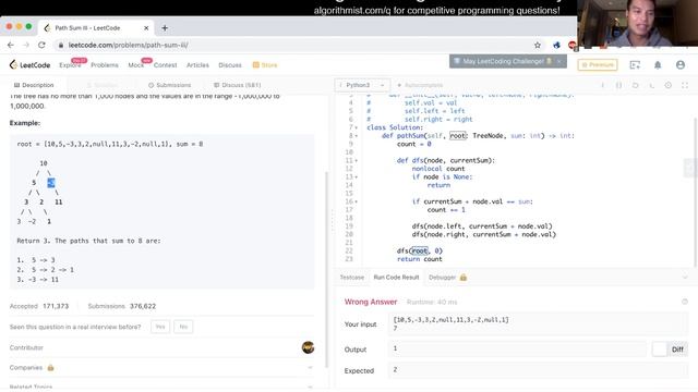 437. Path Sum III (python) (Leetcode Easy) смотреть онлайн