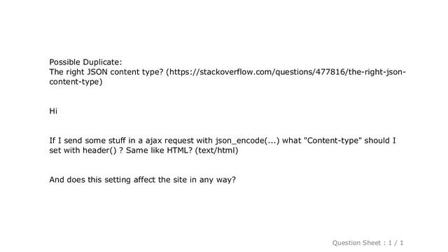 HTML : AJAX - What content type should have JSON encoded data? смотреть онлайн