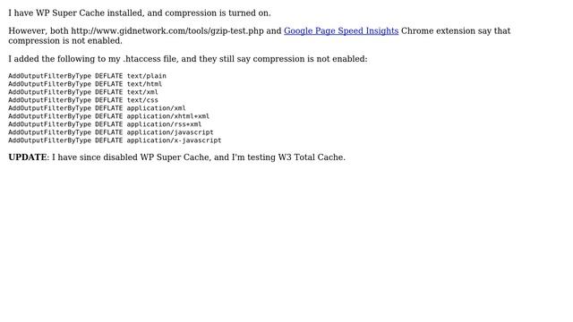 Wordpress: WP Super Cache compression not working смотреть онлайн