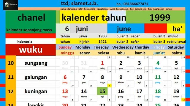 calendar 1999 complete pawukon - weton - java / hijri calendar market смотреть онлайн