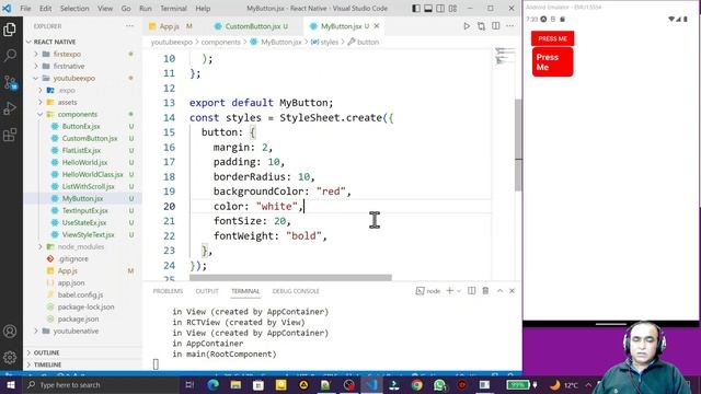 16.1 Custom Button in React Native Expo Go | Dr Vipin Classes смотреть онлайн