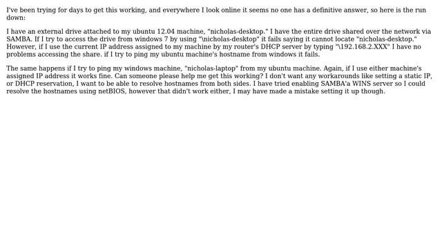 Ubuntu: Cannot access Samba share from windows 7 using hostname смотреть онлайн