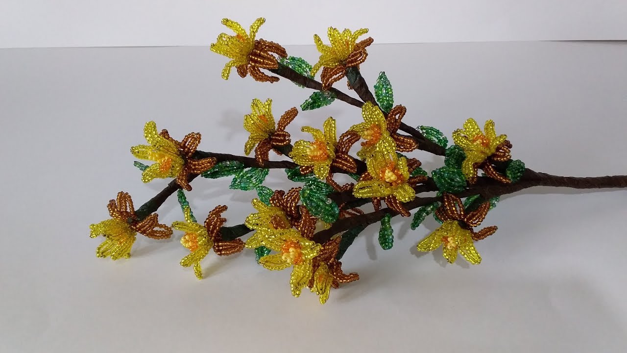 Бисероплетение. Мастер класс. Цветы из бисера . Желтая Магнолия из бисера. Magnolia .Пошаговый МК. смотреть онлайн