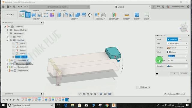 Slider Crank Mechanism - Fusion 360 assembly tutorial for beginners смотреть онлайн